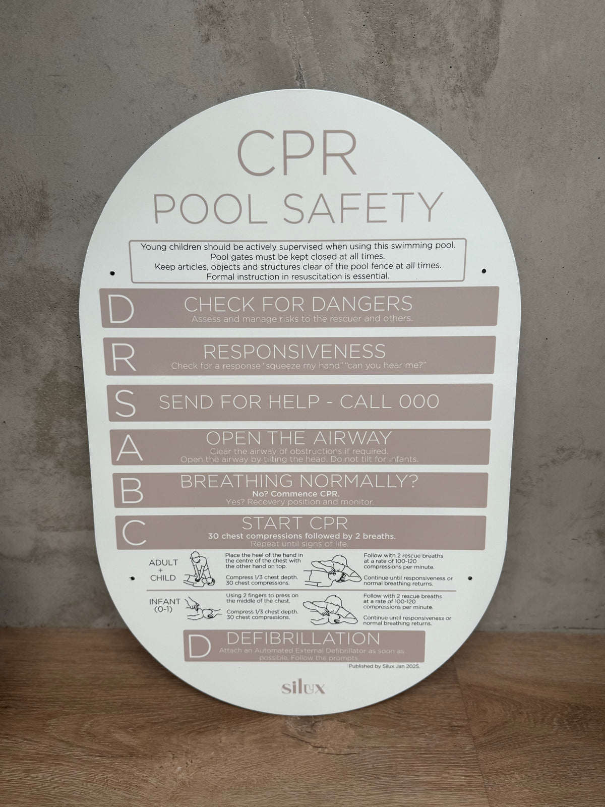 NEW - Oval CPR Sign - Fawn - National Compliance