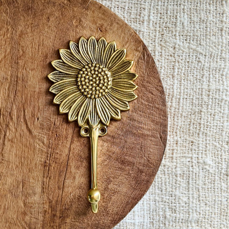 NEW Brass Sunflower Hook — Gold Finish