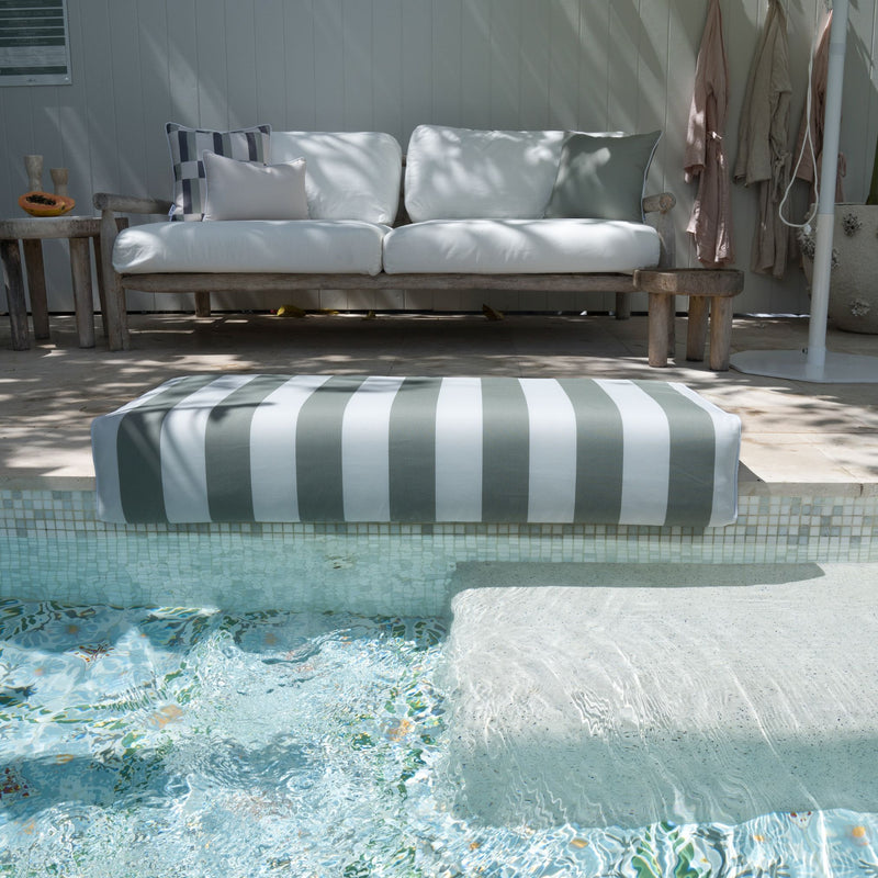 Poolside Cushion - COVER ONLY — 550 x 1200mm / Sage Stripe