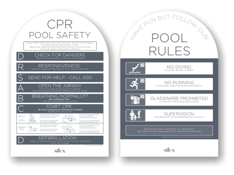 Arch Double Sided - Charcoal - CPR/Pool Rules