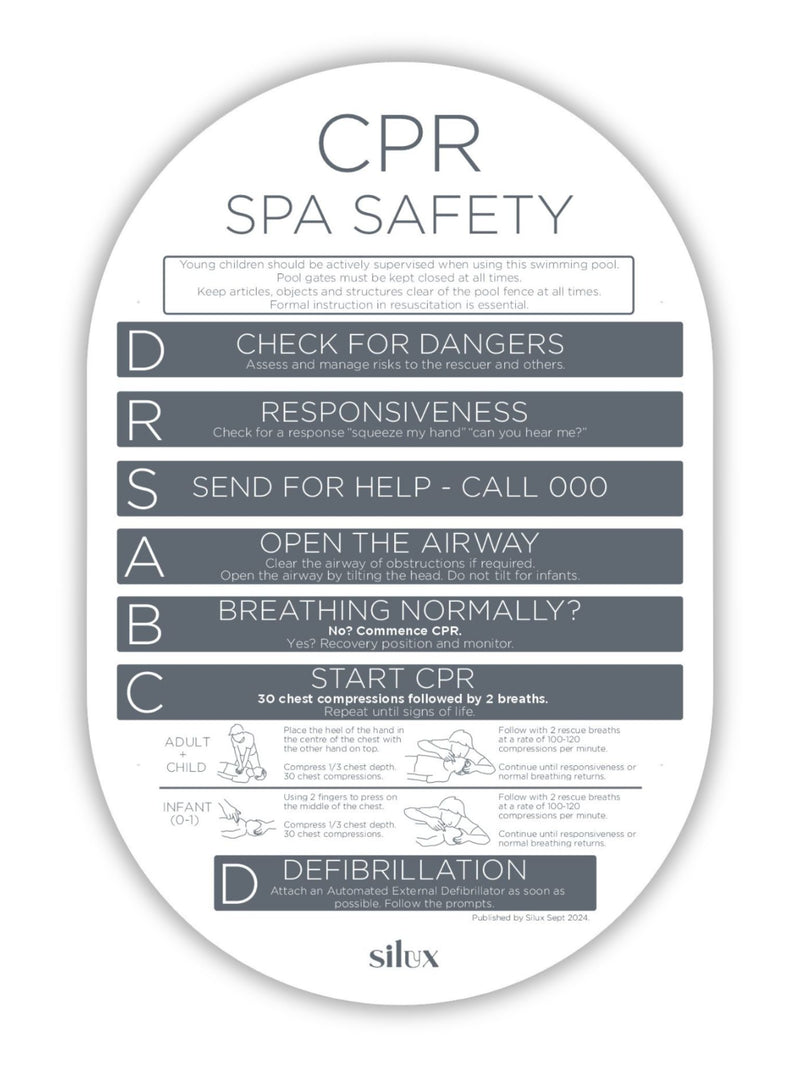 Oval SPA CPR Sign - Charcoal - National Compliance