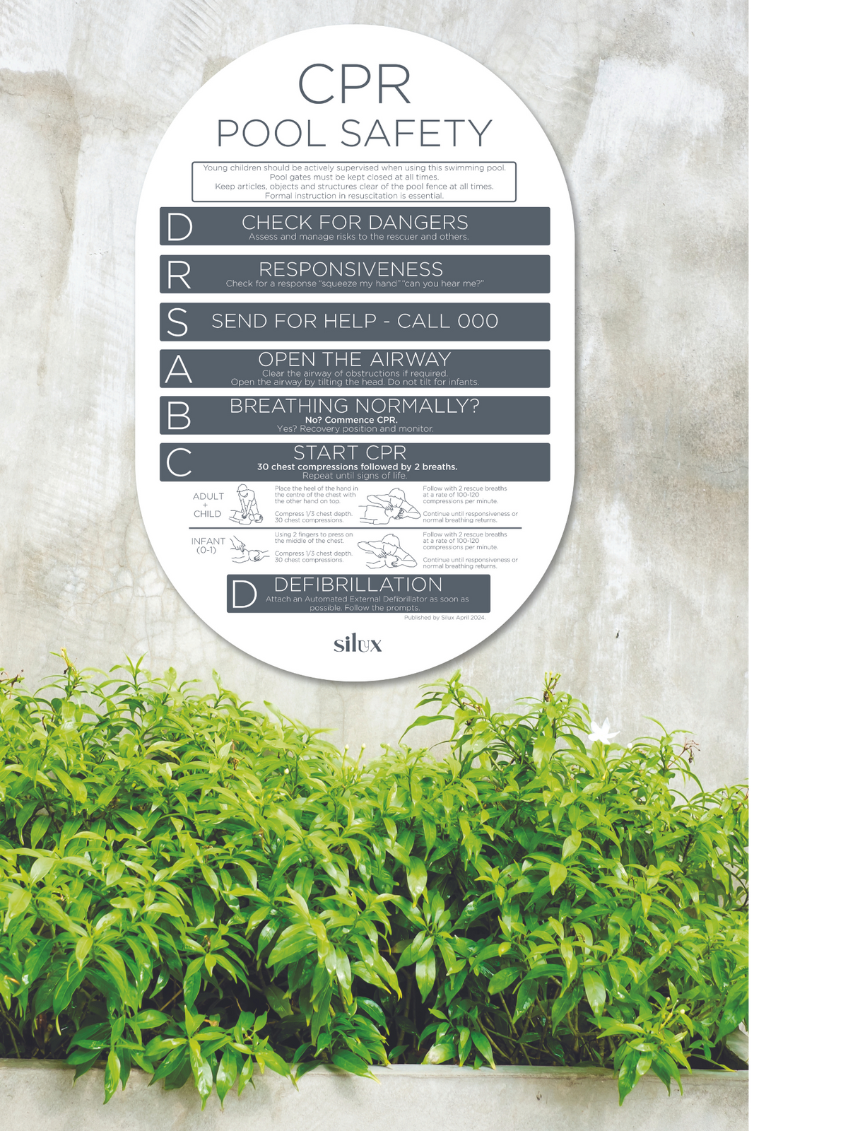 Oval CPR Sign - Charcoal - National Compliance