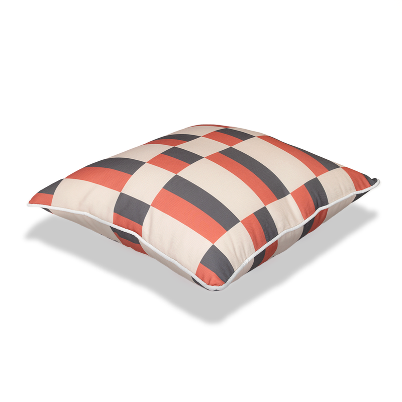 Element Check Stripe Earth - 45×45cm Outdoor Pillow