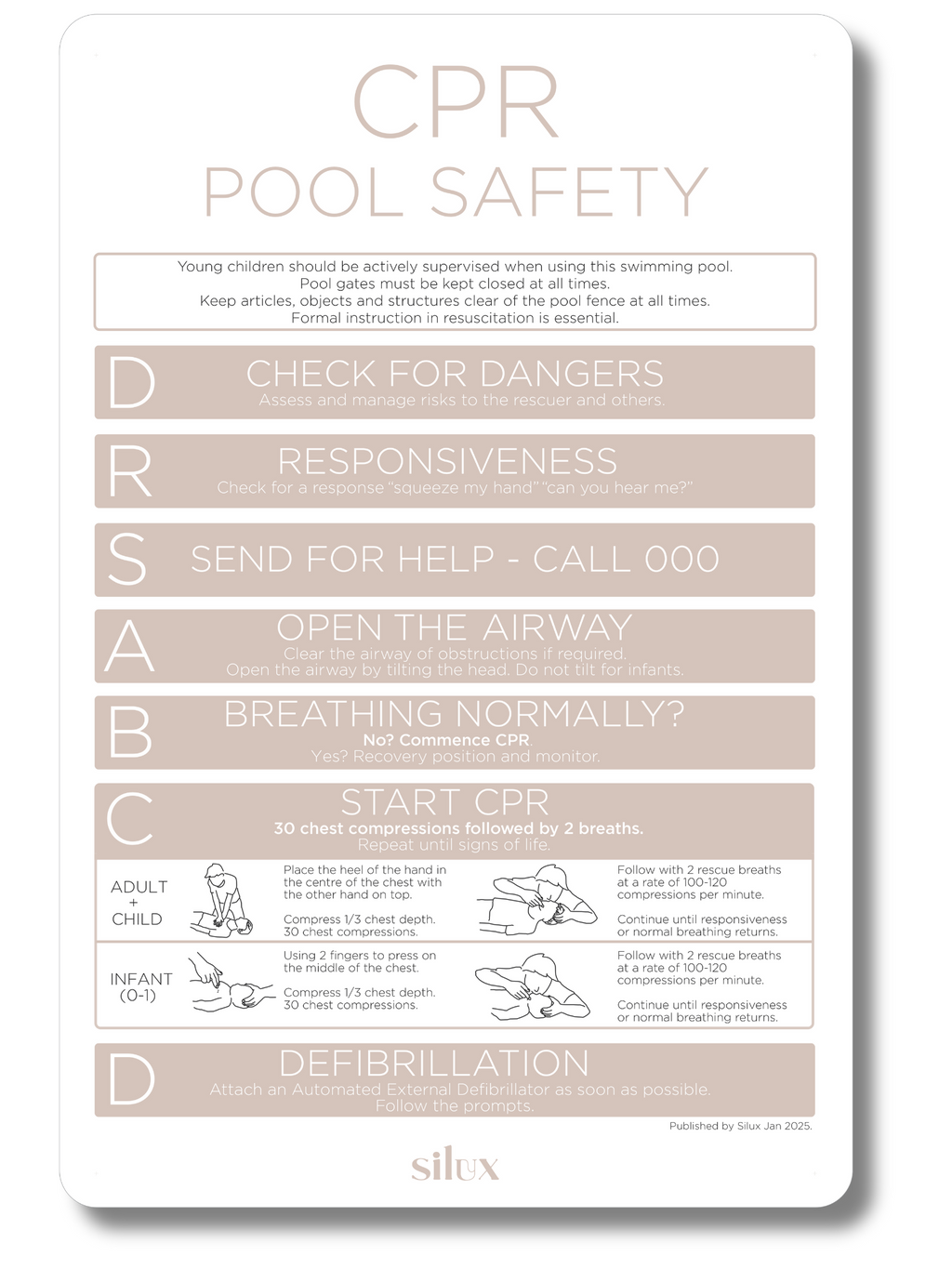 NEW - Rectangle CPR Sign - Fawn - National Compliance – Silux