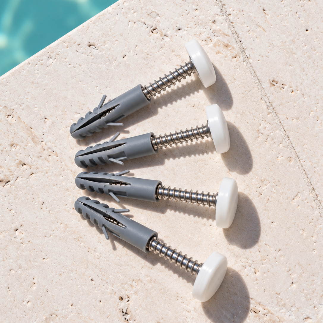 Mounting Kit: Screw Caps, Screws, and Wall Plugs