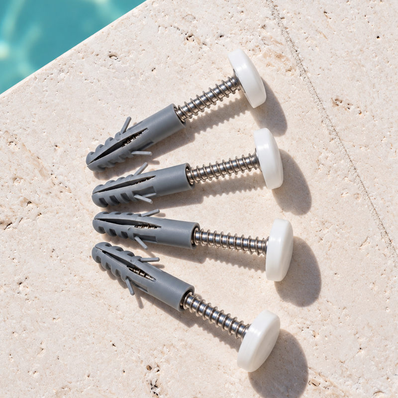 Mounting Kit: Screw Caps, Screws, and Wall Plugs