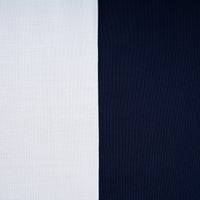 Close-up of the dark navy and oat umbrella fabric
