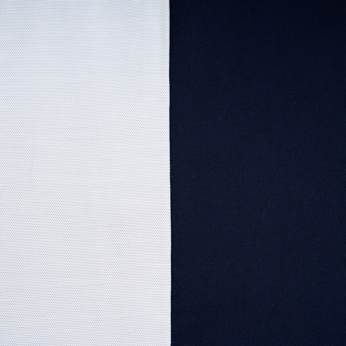 Close-up of the dark navy and oat umbrella fabric