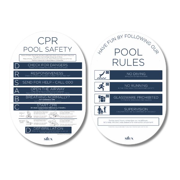 NEW Oval Double Sided - Navy - CPR/Pool Rules
