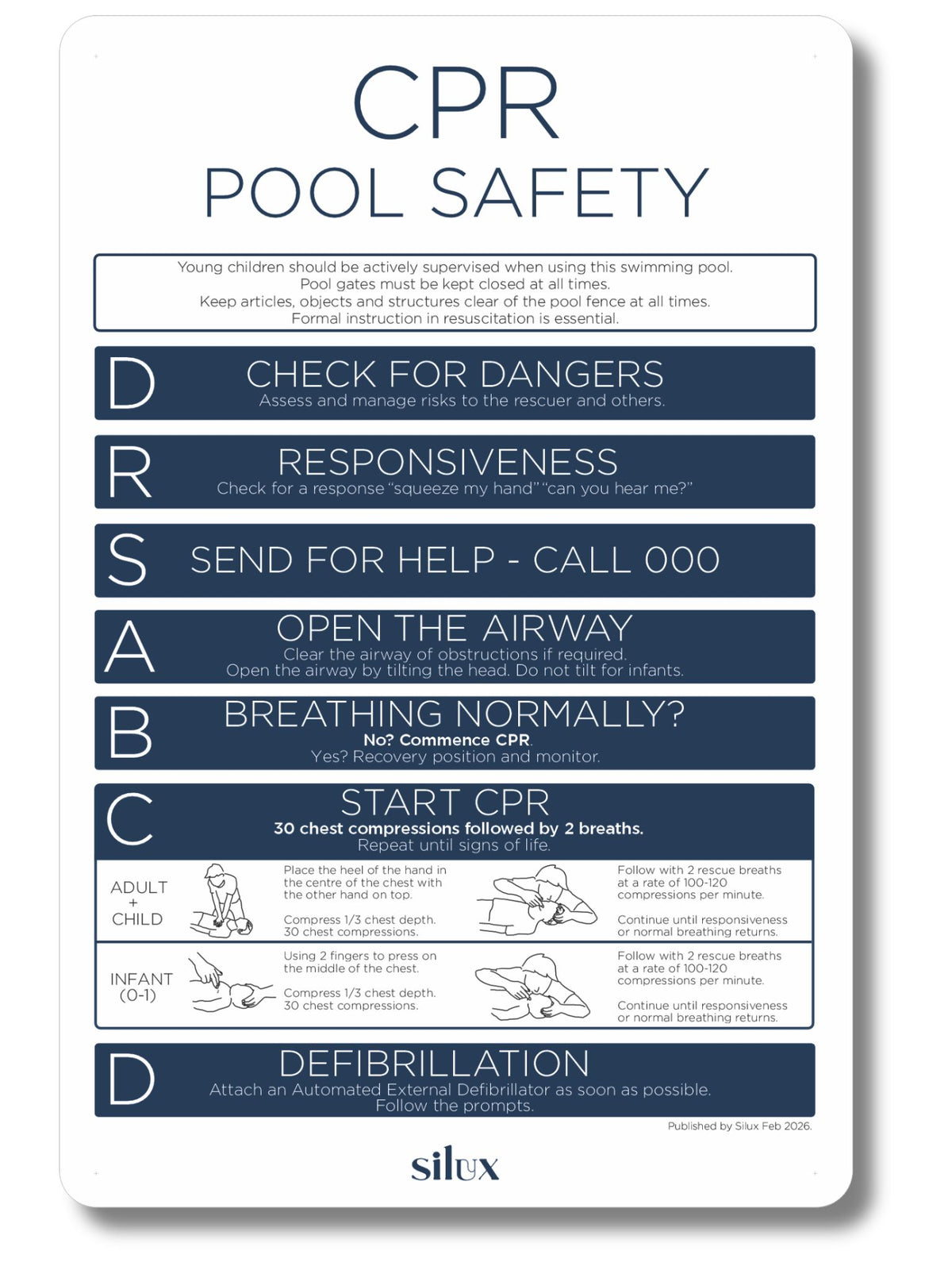 Nsa Cpr NEW - Rectangle CPR Sign - Navy - National Compliance – Silux