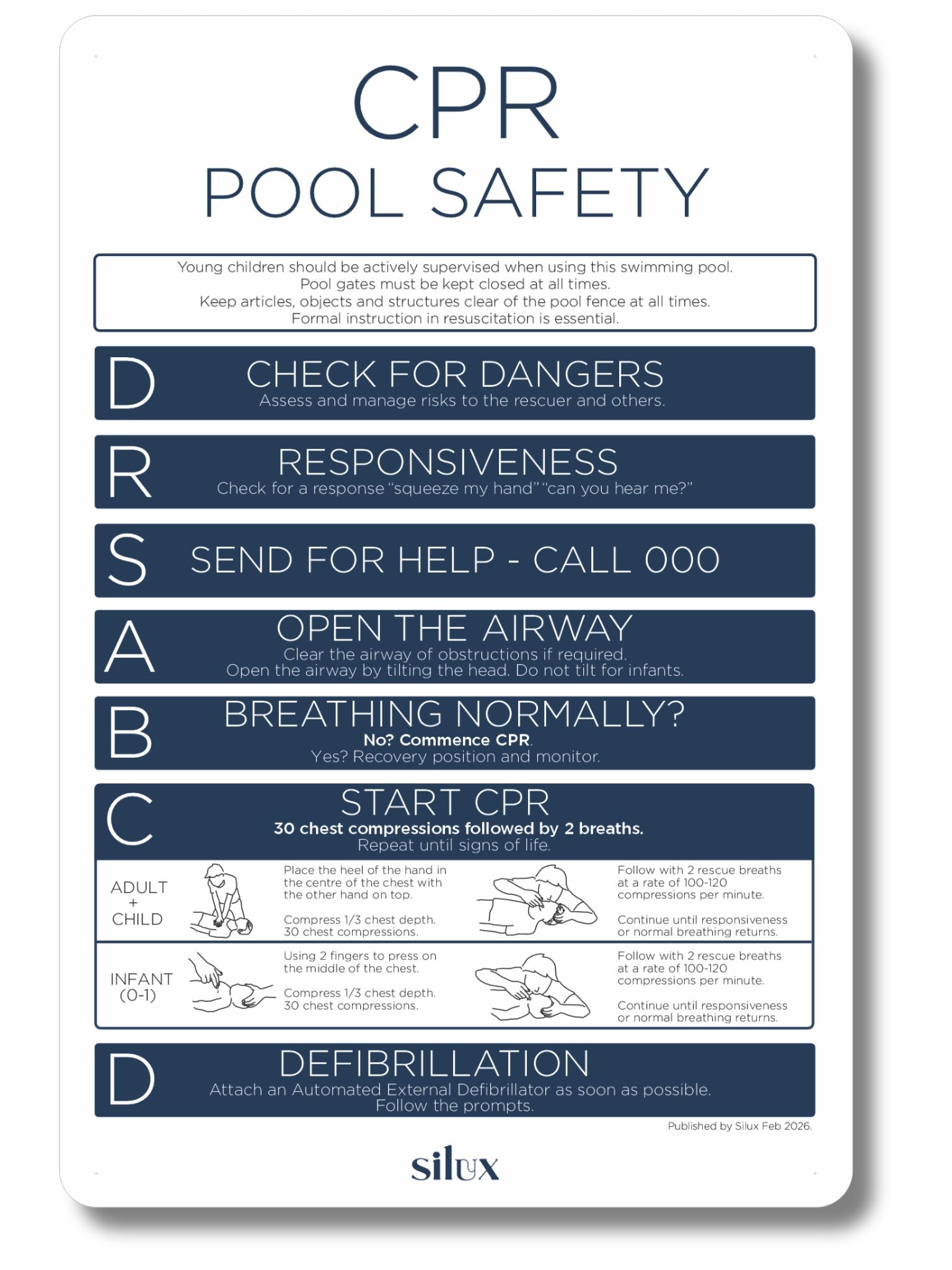 NEW - Rectangle CPR Sign - Navy - National Compliance