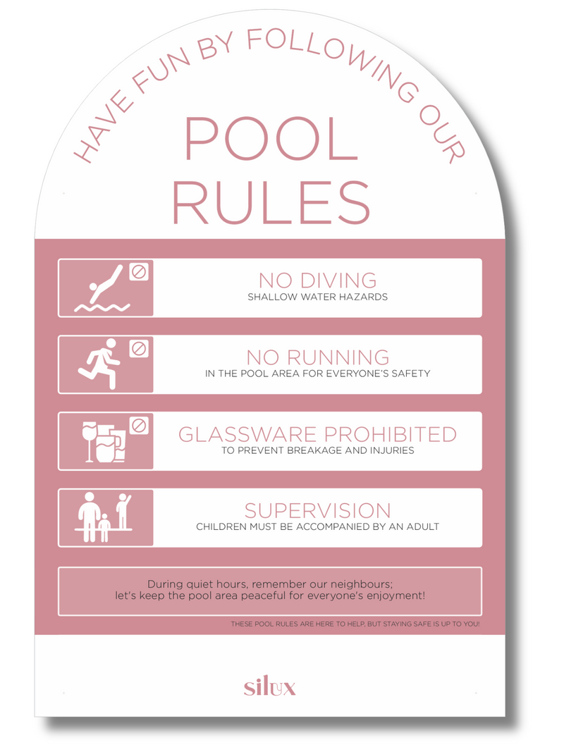 Limited Release - Large - Arch Pool Rules Sign - Pink