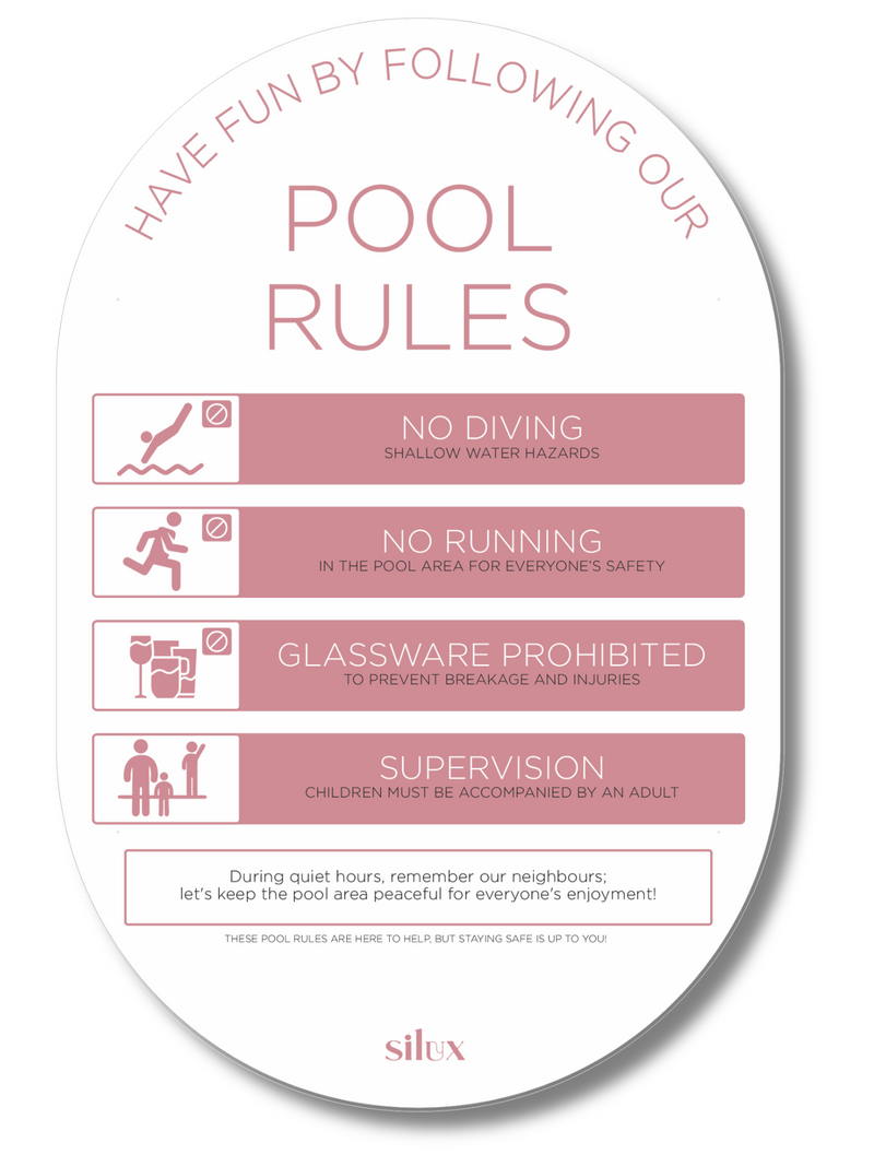 Limited Release - Large - Oval Pool Rules Sign - Pink
