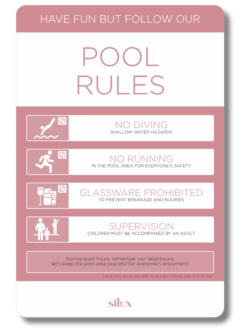 Limited Release - Large - Rectangle Pool Rules Sign - Pink