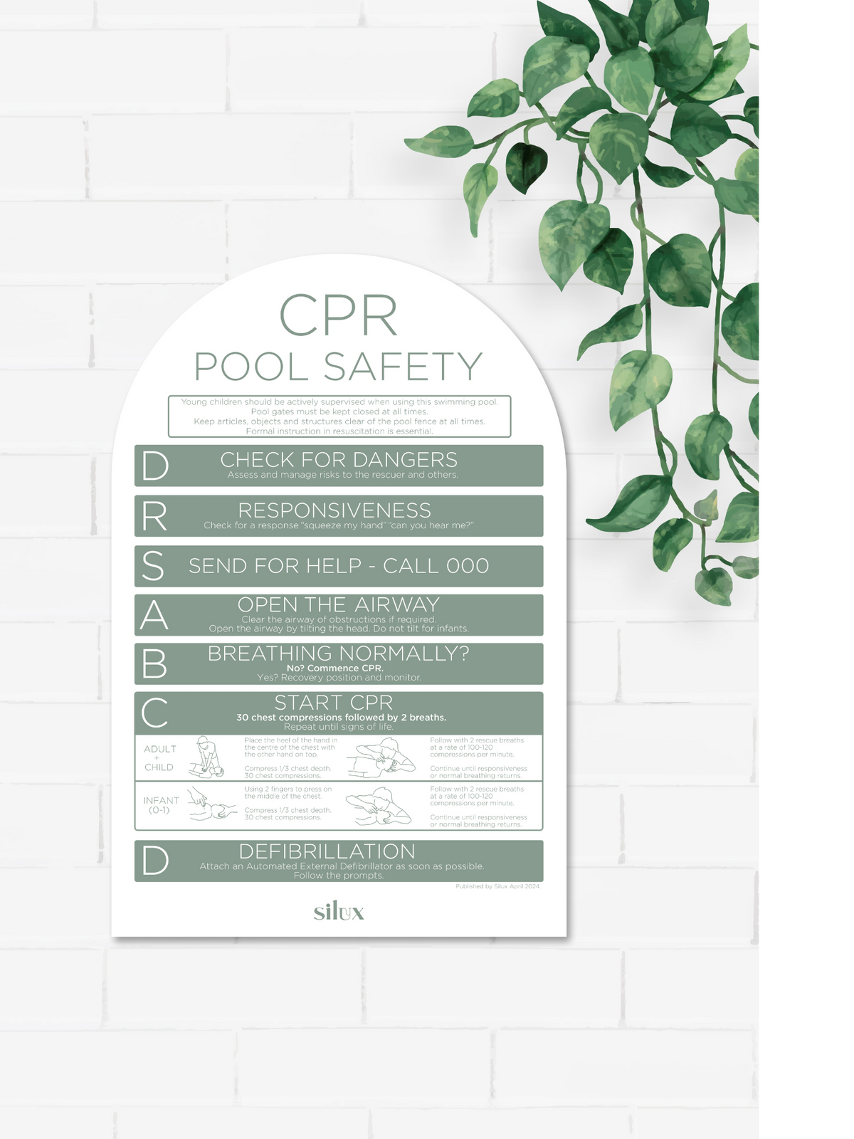 Arch CPR Sign - Sage - National Compliance – Silux