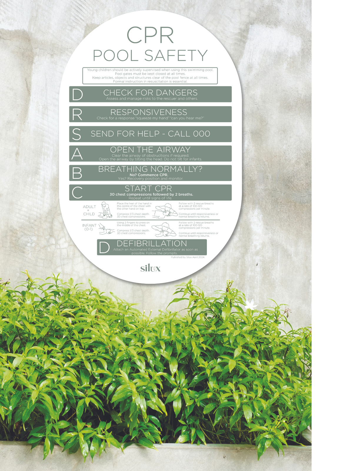 Oval CPR Sign - Sage - National Compliance