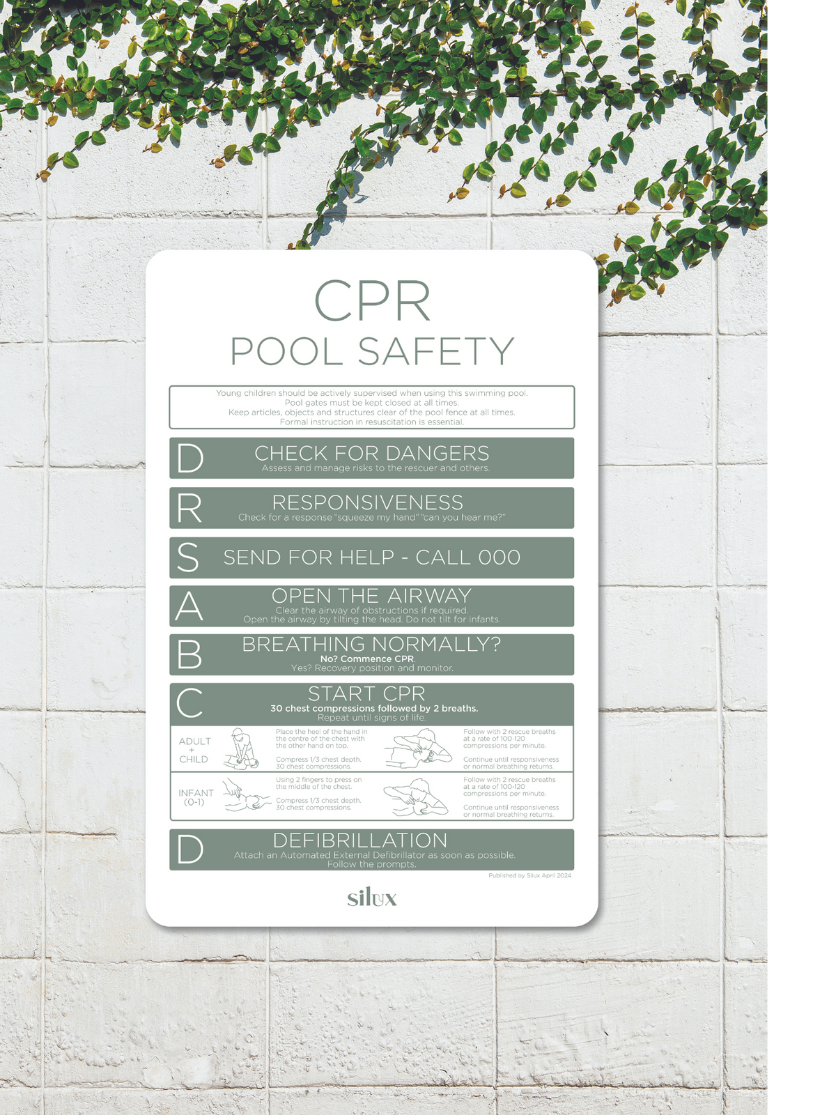 Rectangle CPR Sign - Sage - National Compliance
