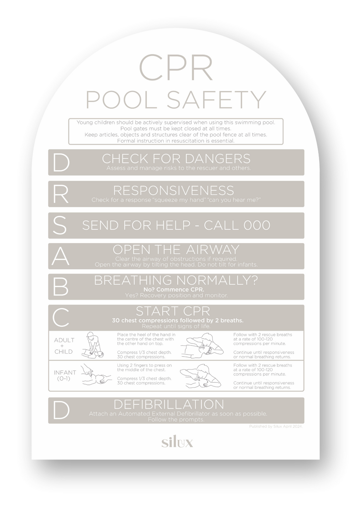 Arch CPR Sign - Sand - National Compliance – Silux