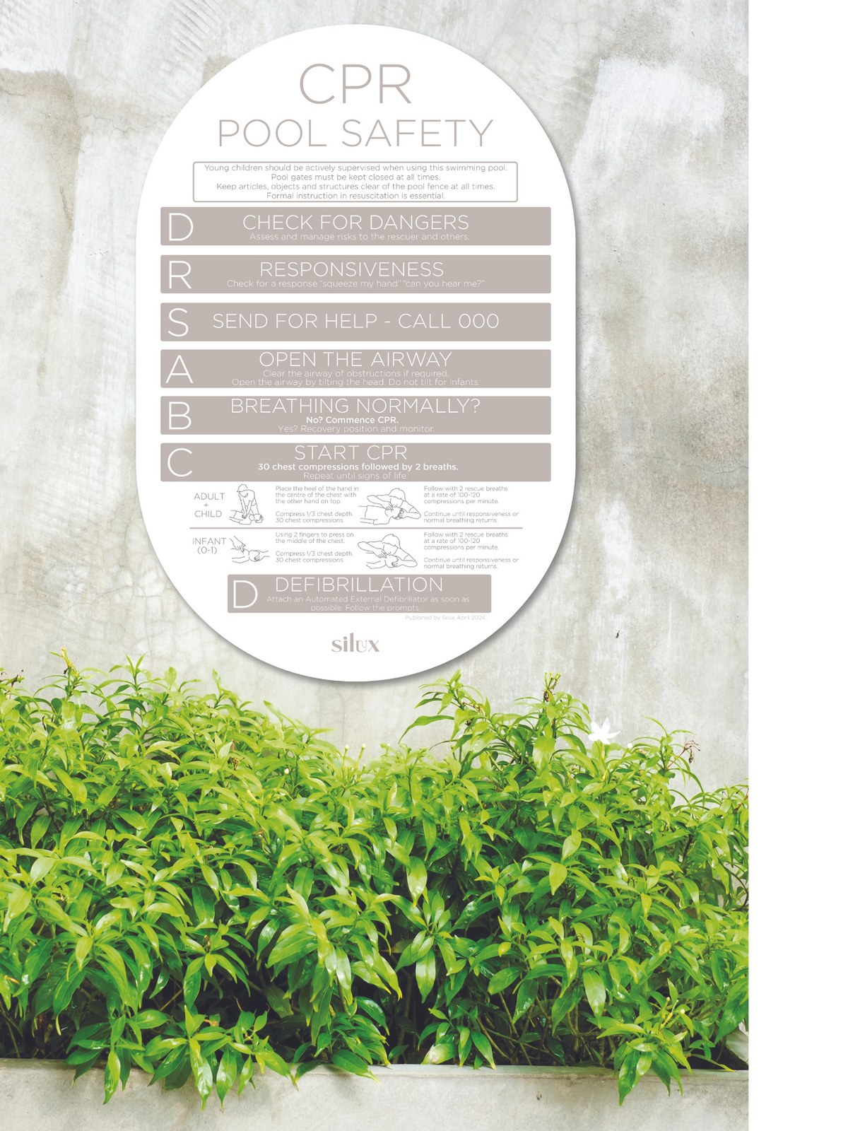 Oval CPR Sign - Sand - National Compliance