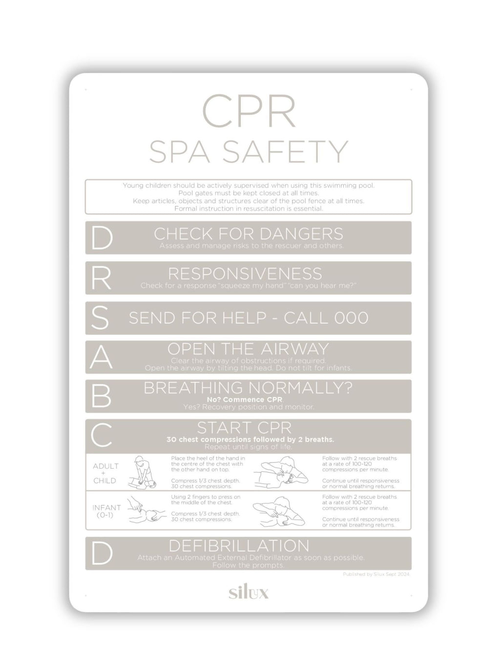 Rectangle SPA CPR Sign - Sand - National Compliance – Silux