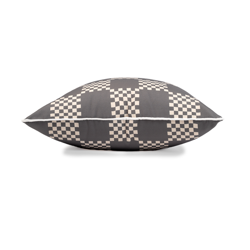 Element Check Charcoal- 45×45cm Outdoor Pillow