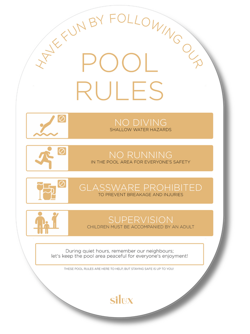 NEW - Large - Oval Pool Rules Sign - Sunshine