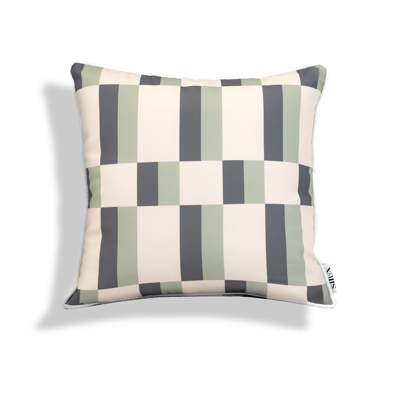 Element Check Stripe Sage - 45×45cm Outdoor Pillow