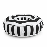 Side view of the black and white striped Halo Float V2 with Silux tag
