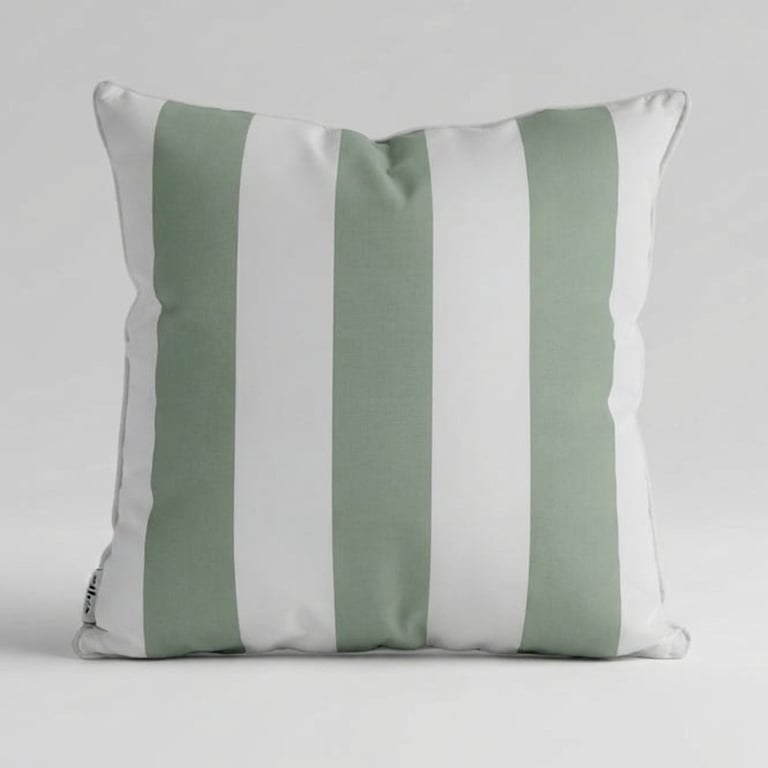 Sage stripe Silux Outdoor Pillow — 580 x 580mm UV-resistant Olefin fabric